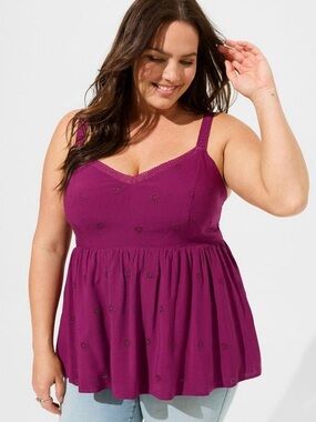 Torrid 0X Peplum Eyelet Cami Tank Top NWT